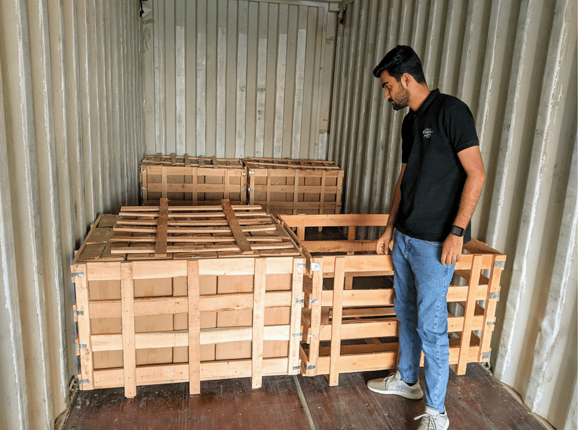 Himalayan salt bricks on wooden pallets for UK spa build.