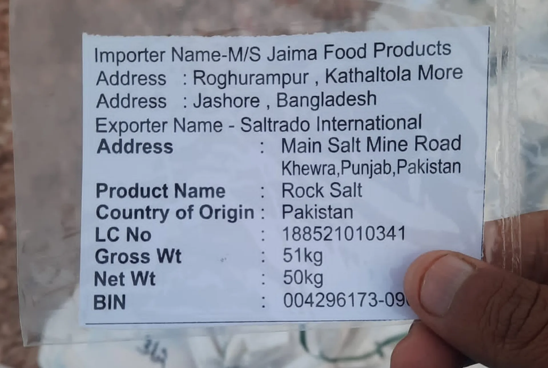Bulk edible rock salt loading for Bangladesh export