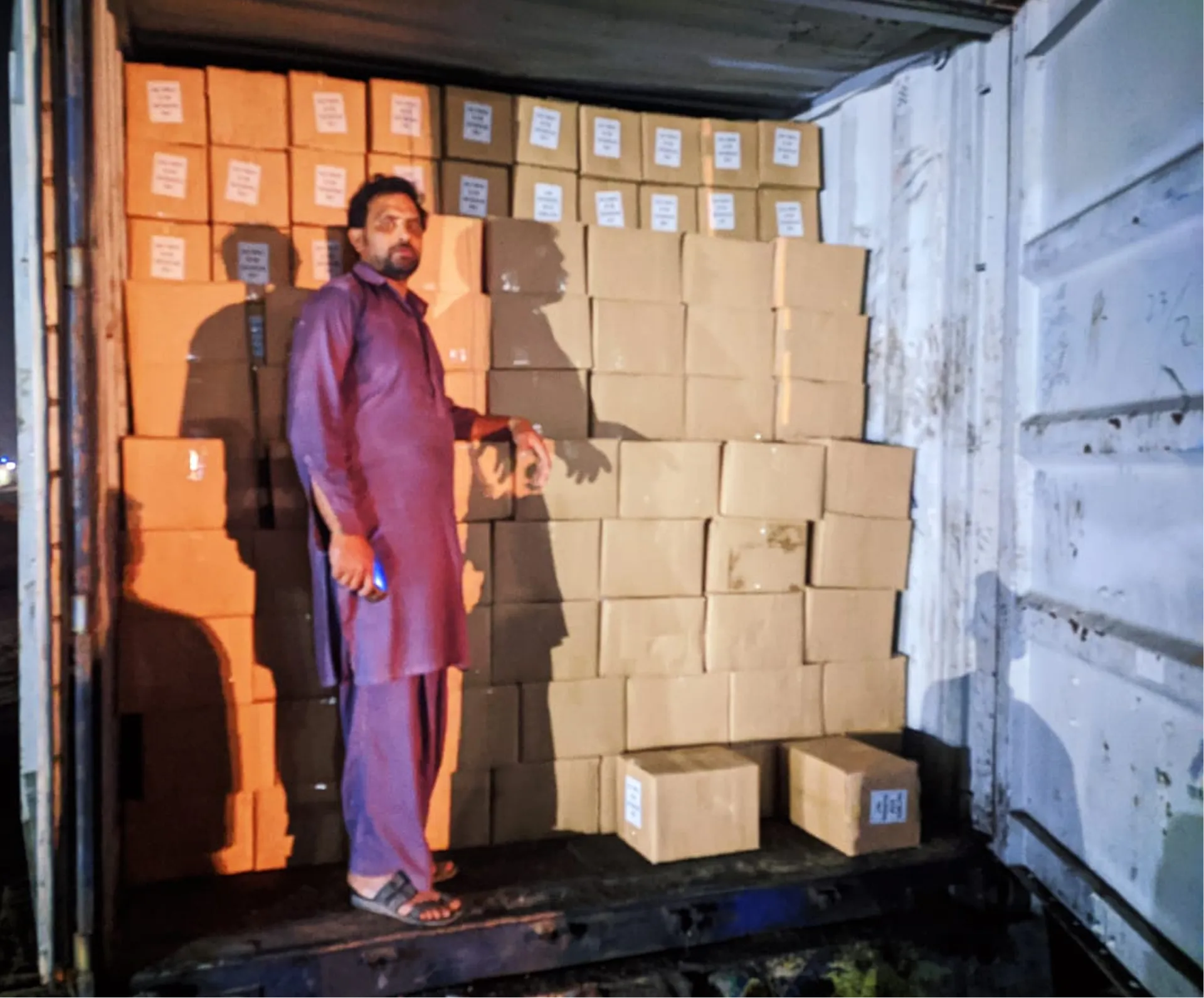 Salt blocks stacked for bulk Thailand shipment
