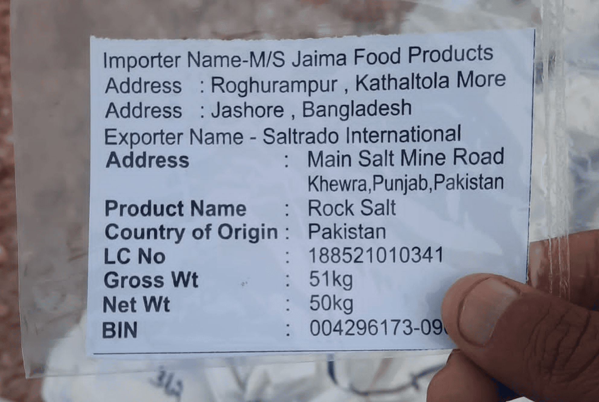 Bulk edible rock salt loading for Bangladesh export